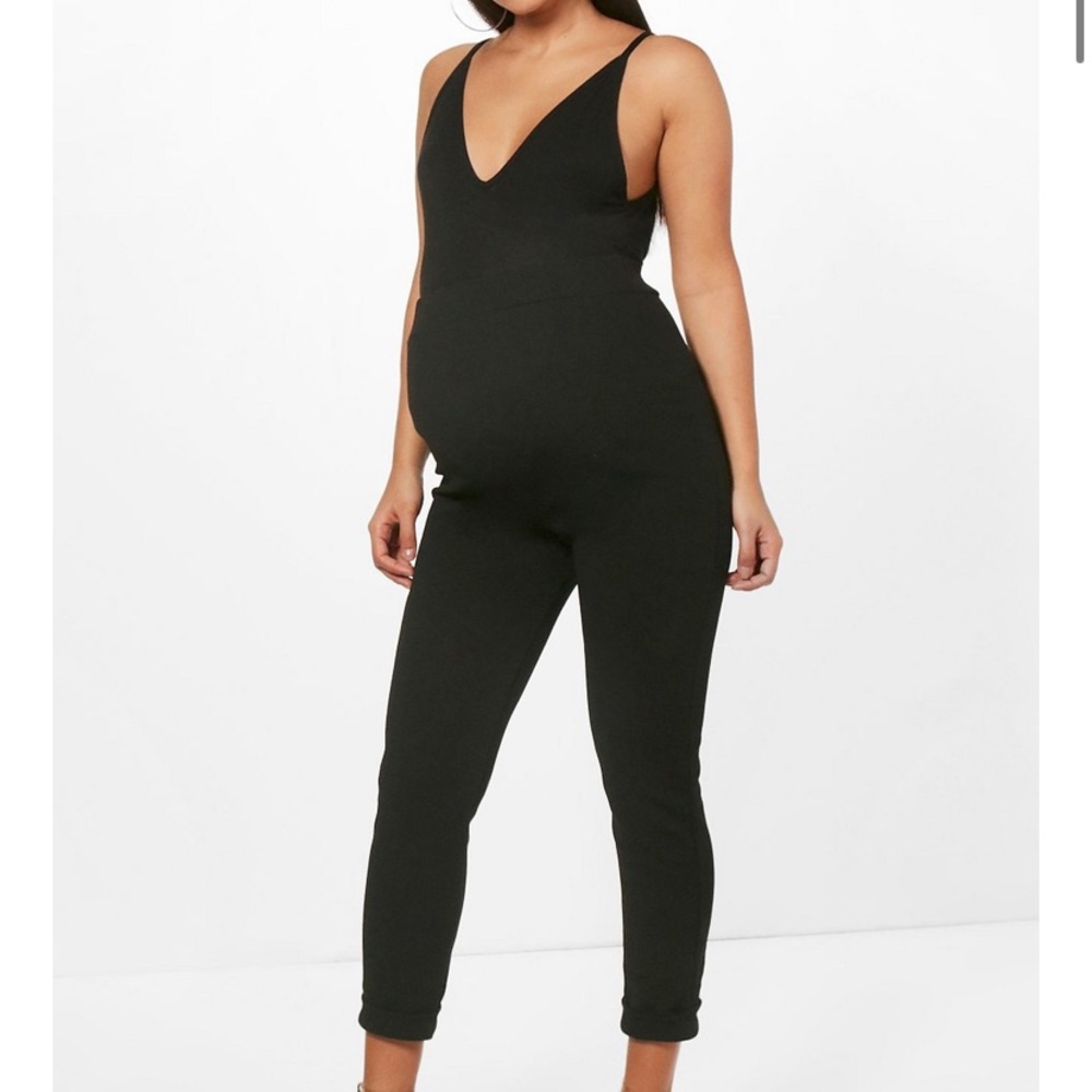 Black Maternity Pants with Cuffed Bottom